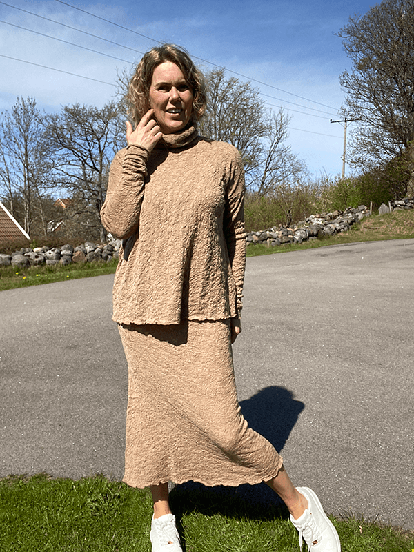 5503 Skjørt, Light Camel Melange, Bubble Wool