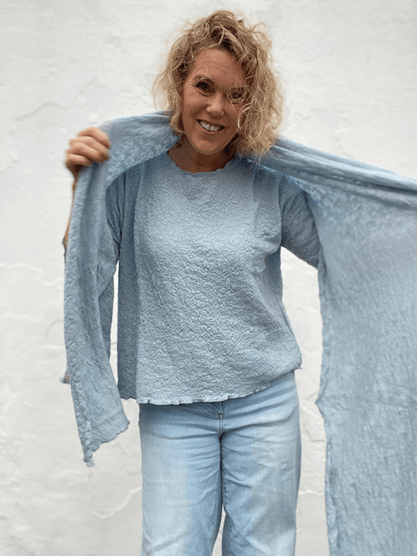 1503 Skjerf 58x200cm, Blue Mist, Bubble Wool