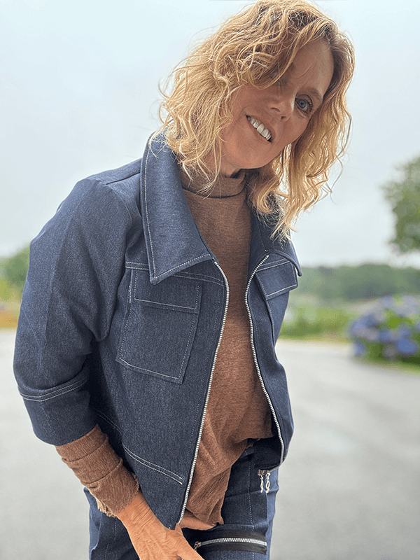 2142 Jakke Stretch, Blue, Bomull