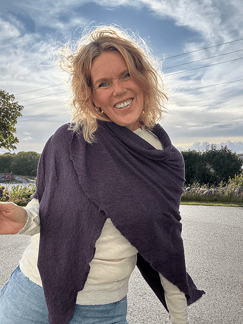 Hovedbilde 1063 Sjal Curling, Plum Melange, Merino