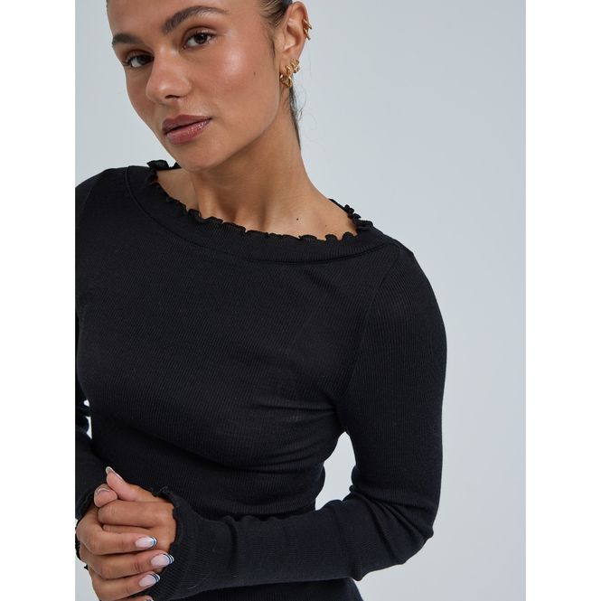 Hovedbilde Wooly Boat Neck, Black, Merino / Silke