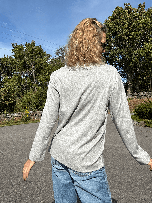 4324-1 Genser Relaxed LS u/logo, Dawn Grey Melange, Bomull