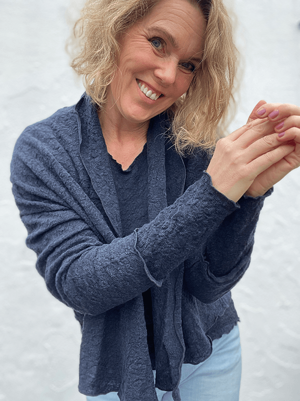 8503 Cardigan, Midnight Blue Melange, Bubble Wool