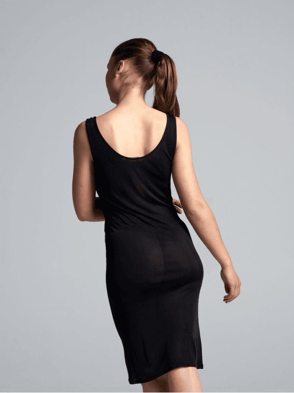 Sporty Slip Dress, Underkjole, Silke, Black