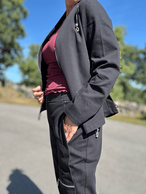 4166 Bukse Stretch, Smal, Black, Bomull