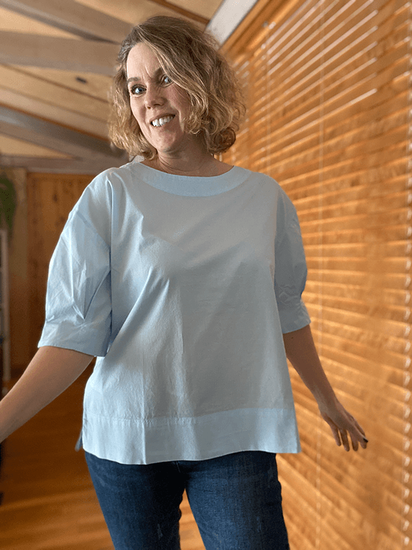 13036 Bluse, Light Blue, Poplin