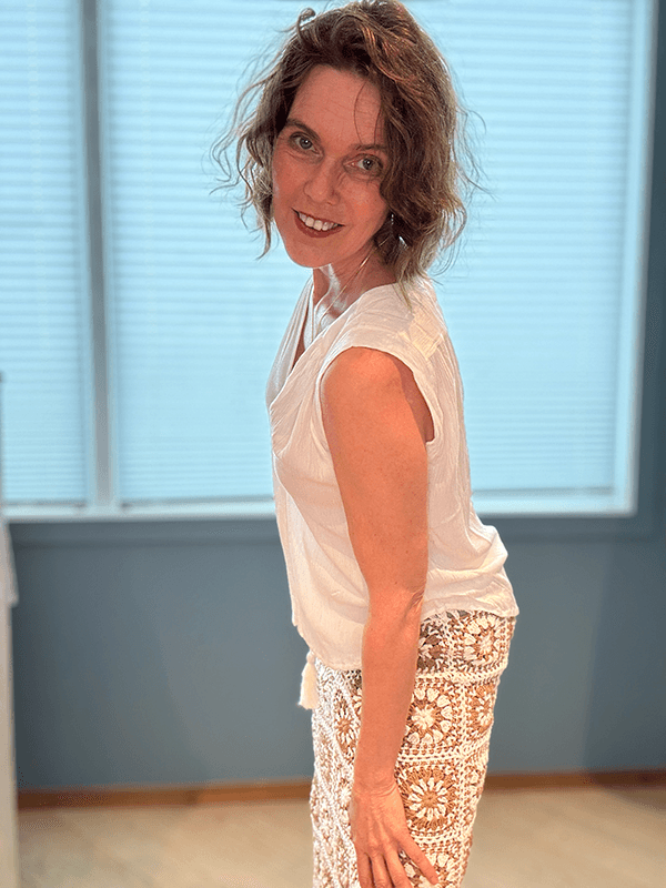 Venice Topp, Ivory, Rayon Crinckle