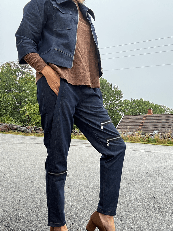 4166 Bukse Stretch, Smal, Blue, Bomull