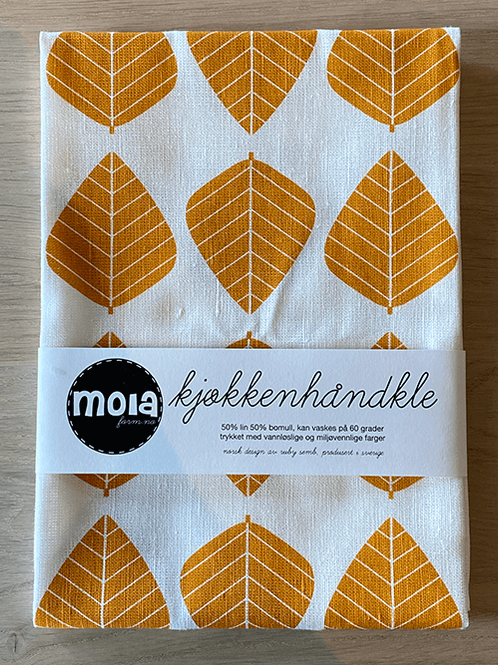 Hovedbilde Kjøkkenhåndkle Løv, Okergul