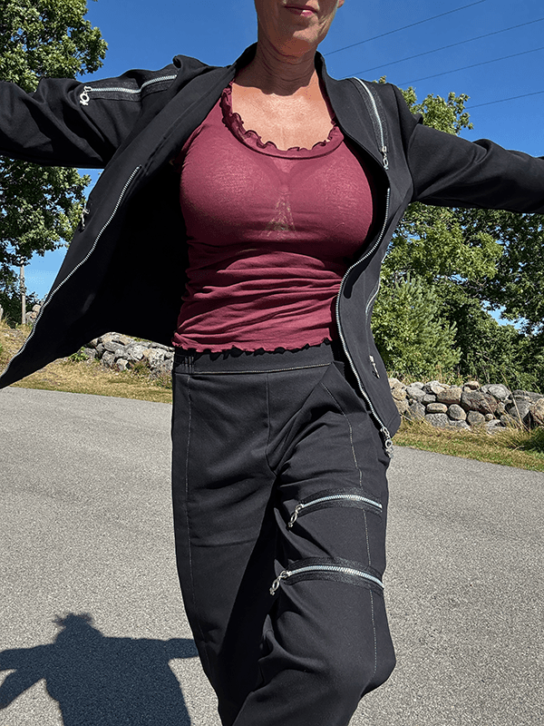 4166 Bukse Stretch, Smal, Black, Bomull