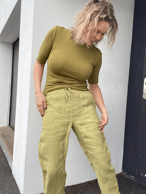 11032 Bukse, Dried Moss, Lin