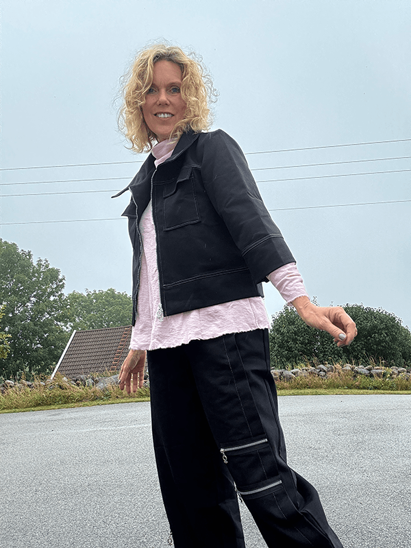 2142 Jakke Stretch, Black, Bomull
