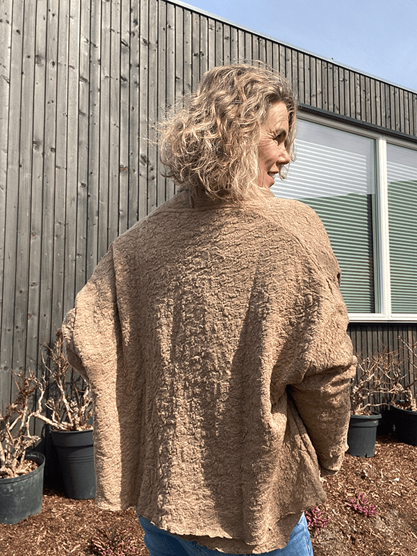 8503 Cardigan, Light Camel Melange, Bubble Wool