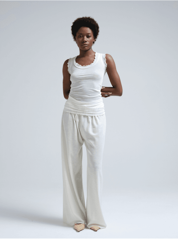 Flounce Tank Top, Bomull, Off-White