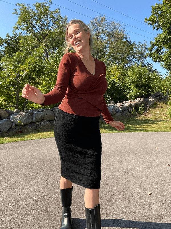 5501 Skjørt, Black, Bubble Wool