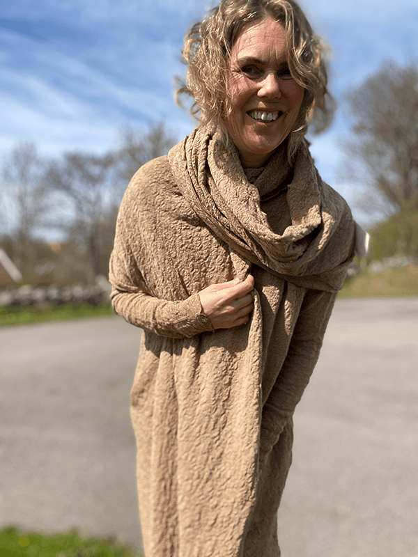 1503 Skjerf 58x200cm, Light Camel Melange, Bubble Wool
