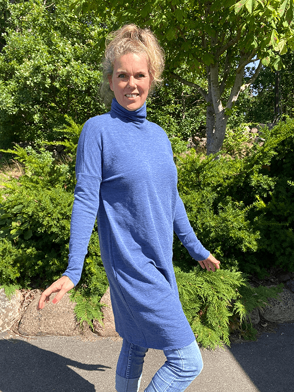 7019 GenserKjole, Indigo Blue Melange, Merino