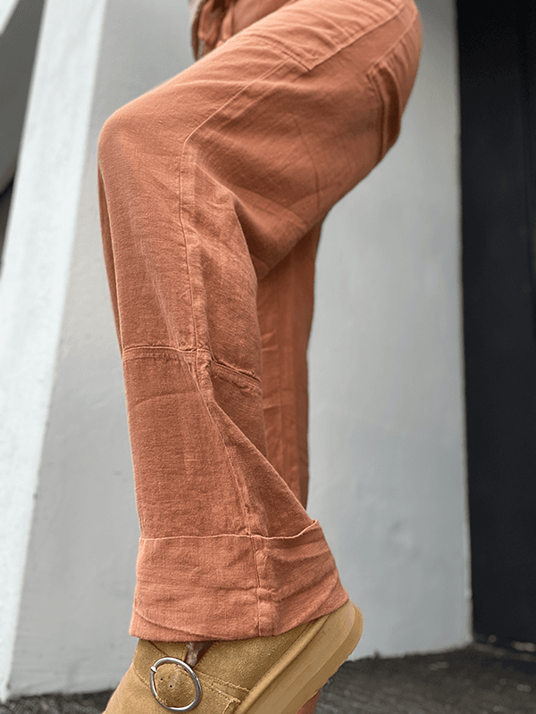 11033 Bukse Patch Pockets, Pecan Brown, Lin