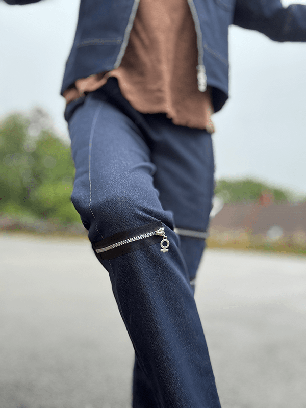 4166 Bukse Stretch, Smal, Blue, Bomull