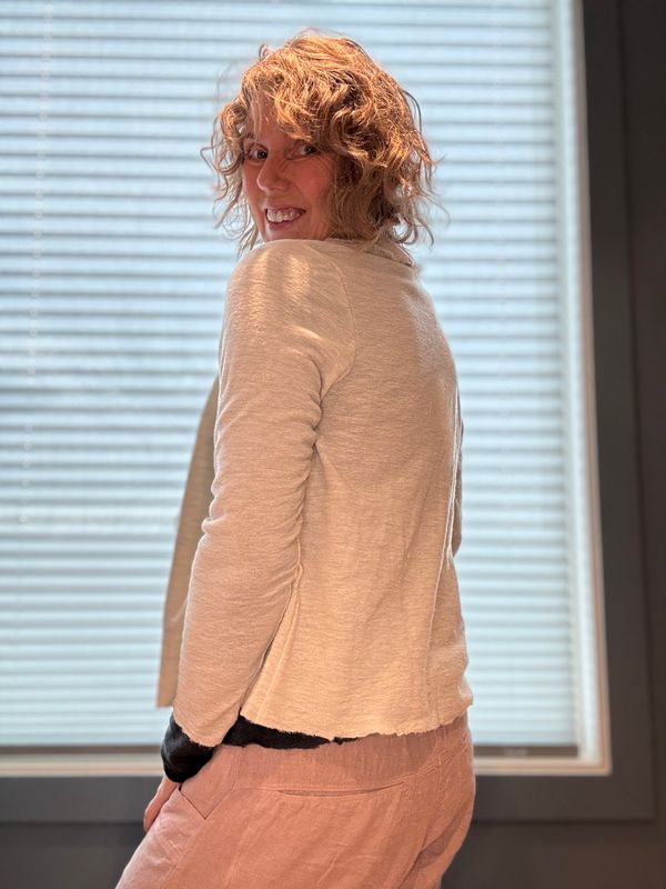 8013 Cardigan Kort, Pearl Grey Melange, Merino