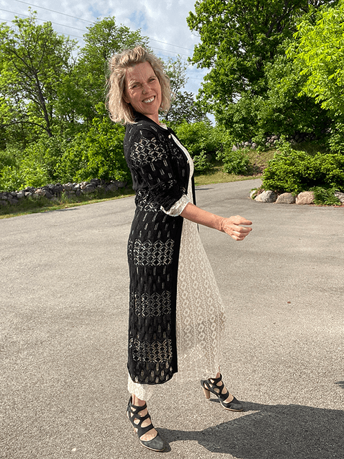 Hovedbilde Maglia Cardigan Lang, Bomull, Sort