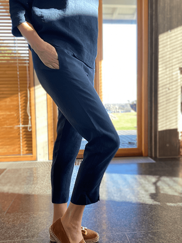 11003 Bukse Smal, Midnight Blue, Lin