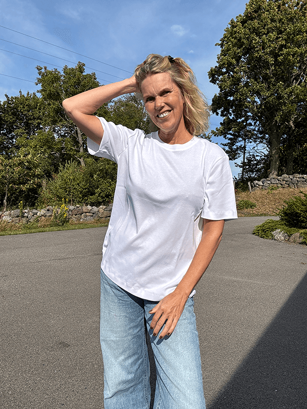 4323-1 T-Shirt Relaxed u/logo, White, Bomull