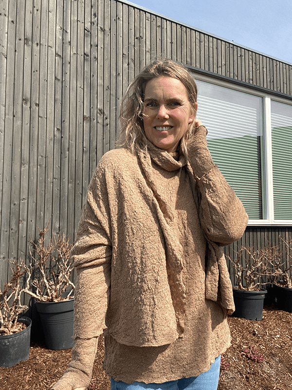 8503 Cardigan, Light Camel Melange, Bubble Wool