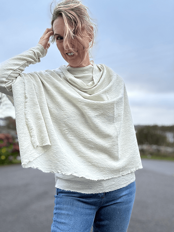 1001 Poncho, Pearl Grey Melange, Merino