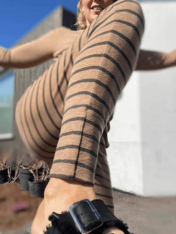 3009 Bukse, Light Camel / Black Coffee, Merino