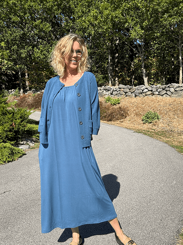 7622 Strap Dress, Denim Blue, Bamboo